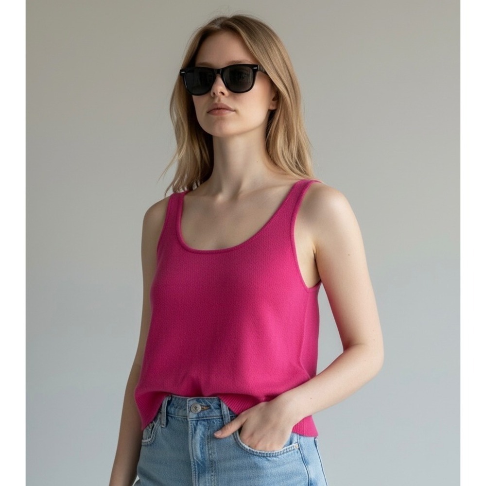 NEW Old Navy Pink XL Knit Cropped‎ Tank Top Scoop Neck Sleeveless